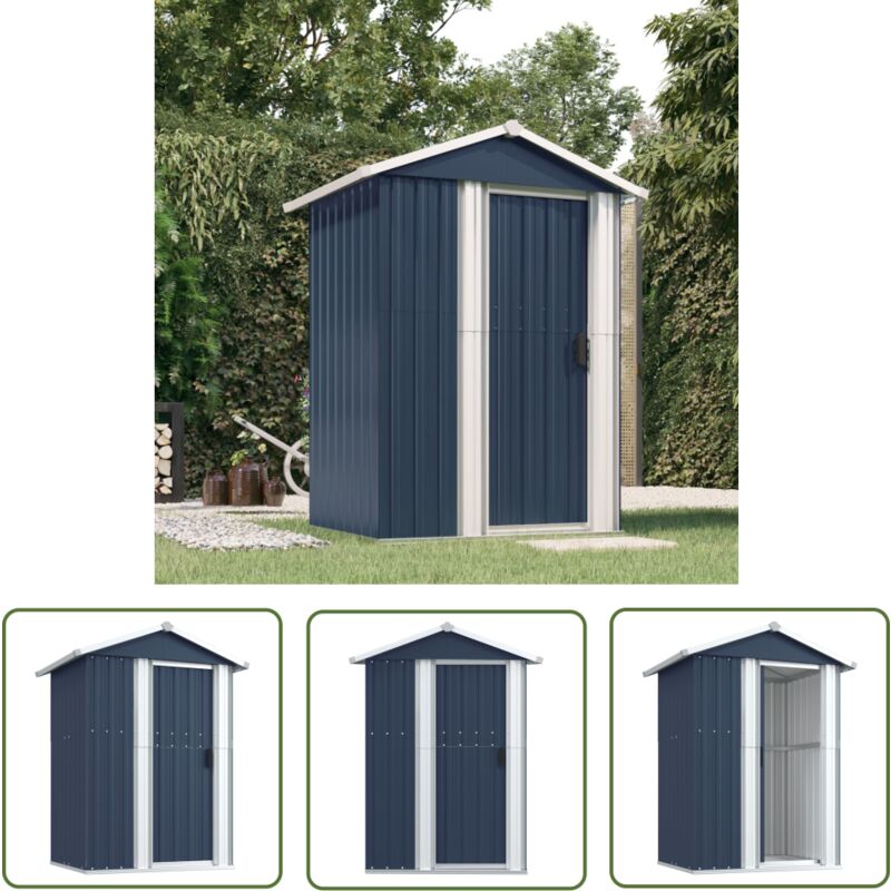 The Living Store Geräteschuppen Anthrazit 126x97,5x177 cm Verzinkter Stahl - Gartenschuppen - Geräteschuppen - Werkzeuglager - Außenaufbewahrung