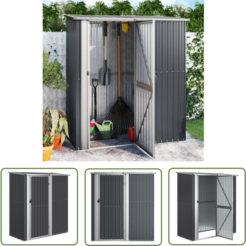 The Living Store - Geräteschuppen Anthrazit 180,5x97x209,5 cm Verzinkter Stahl - Gartenschuppen - Geräteschuppen - Werkzeuglager - Outdoor