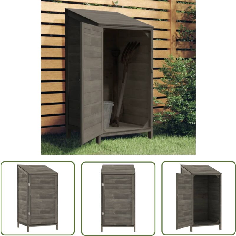 The Living Store - Geräteschuppen Anthrazit 55x52x112 cm Massivholz Tanne - Holz Gartenhaus - Holzshed - Geräteschuppen - Gartenablage - Werkzeuglager