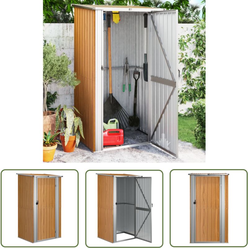 The Living Store - Geräteschuppen Braun 118,5x97x209,5 cm Verzinkter Stahl - Geräteschuppen - Gartenhaus - Werkzeuglager - Outdooraufbewahrung
