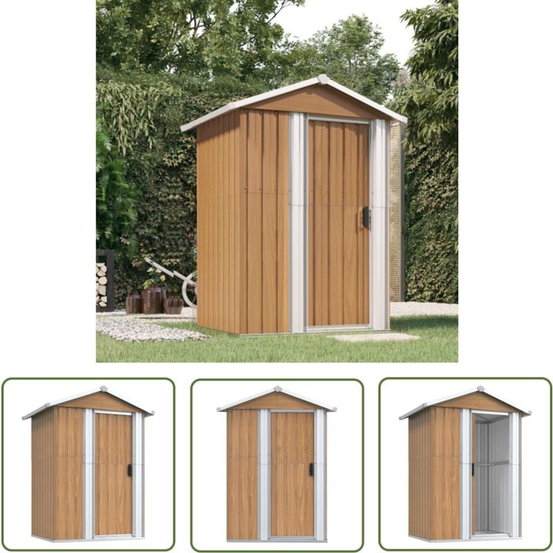 The Living Store Geräteschuppen Braun 126x97,5x177 cm Verzinkter Stahl - Geräteschuppen - Gartenhaus - Werkzeuglager - Outdooraufbewahrung
