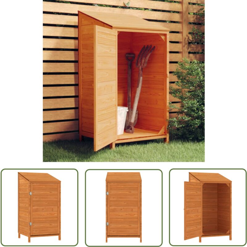 The Living Store Geräteschuppen Braun 55x52x112 cm Massivholz Tanne - Holz Gartenhaus - Holzshed - Gartenablage - Werkzeuglager - Outdoor Lagerraum