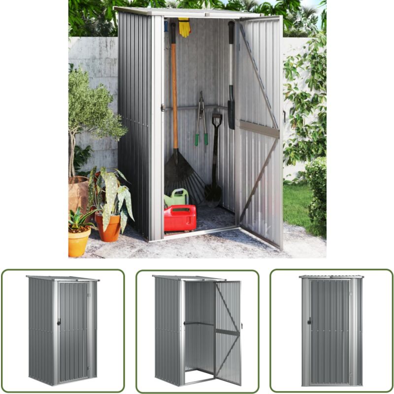 The Living Store - Geräteschuppen Grau 118,5x97x209,5 cm Verzinkter Stahl - Geräteschuppen - Gartenhaus - Werkzeuglager - Outdooraufbewahrung