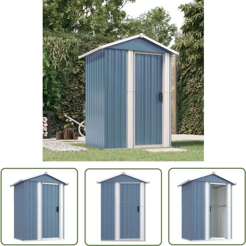 The Living Store Geräteschuppen Grau 126x97,5x177 cm Verzinkter Stahl - Geräteschuppen - Gartenhaus - Werkzeuglager - Außenschuppen - Metallschuppn