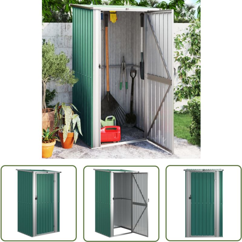 The Living Store Geräteschuppen Grün 118,5x97x209,5 cm Verzinkter Stahl - Geräteschuppen - Gartenhaus - Werkzeuglager - Outdooraufbewahrung - Grüner