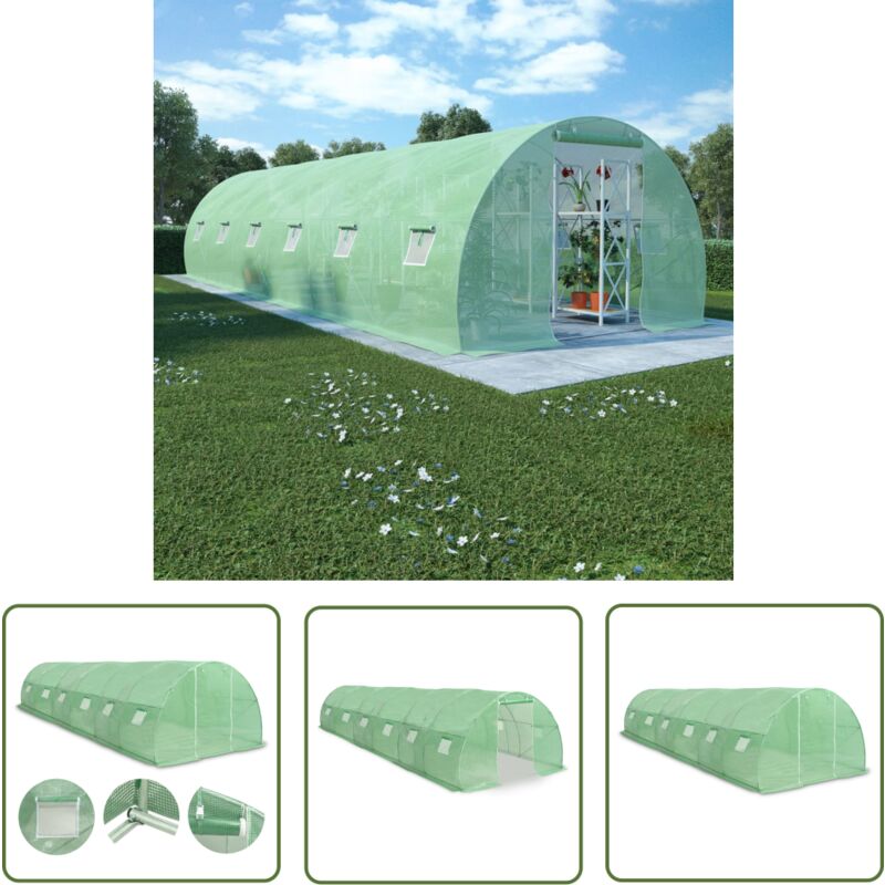 The Living Store - Gewächshaus 27m² 900x300x200 cm - Gartengewässhaus - Pflanzenhaus - Gewächshaus Grün - Kunststoffgewächshaus - PE-Netzgewebe