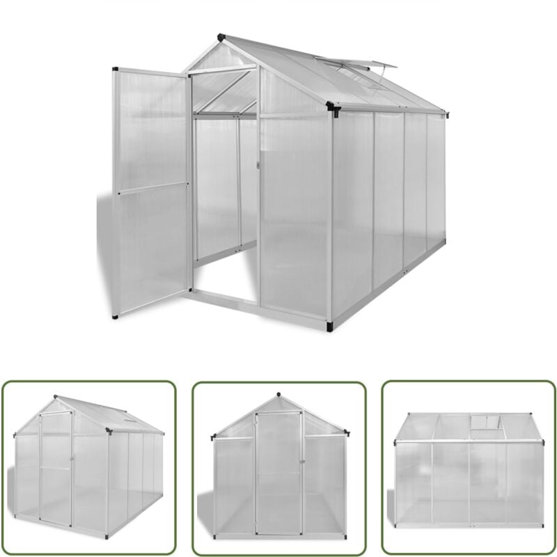 Gewächshaus mit Fundament Verstärkt Aluminium 4,6 m² - Aluminium-Gewächshaus - Polycarbonat-Treibhaus - Gartenhaus - Gewächshaus Kaufen - Greenhouse