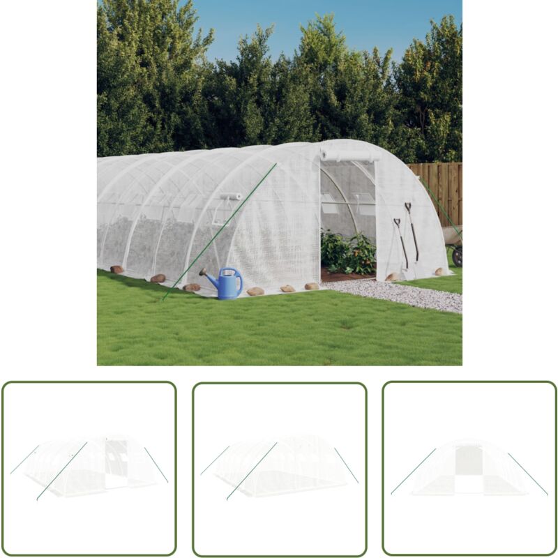 The Living Store - Gewächshaus mit Stahlrahmen Weiß 24 m² 6x4x2 m - Gewächshaus - Glasgewächshaus - Tomatenhaus - Pflanzenhaus - Gartenhaus