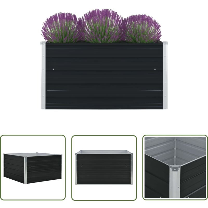 The Living Store - Hochbeet 100×100×45 cm Verzinkter Stahl Anthrazit - Hochbeet - Stahlhochbeet - Anthrazit - Gartengeräte - Balkonbepflanzung