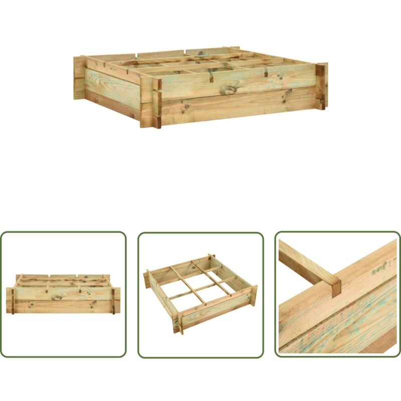The Living Store - Hochbeet 90 x 90 x 20 cm Imprägniertes Holz - Hochbeet - Gartenmöbel - Holzhäuser - Blumenerde - Gartengeräte