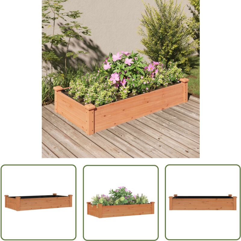 The Living Store - Hochbeet mit Einsatz Braun 120x60x25 cm Massivholz Tanne - Holz Hochbeet - Tannenschnitt - Gartenbeet - Gemüsegarten