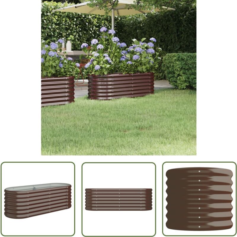 The Living Store - Hochbeet Pulverbeschichteter Stahl 114x40x36 cm Braun - Hochbeet - Pflanzenbehälter - Gartenmöbel - Stahltanks - Outdoor Deko