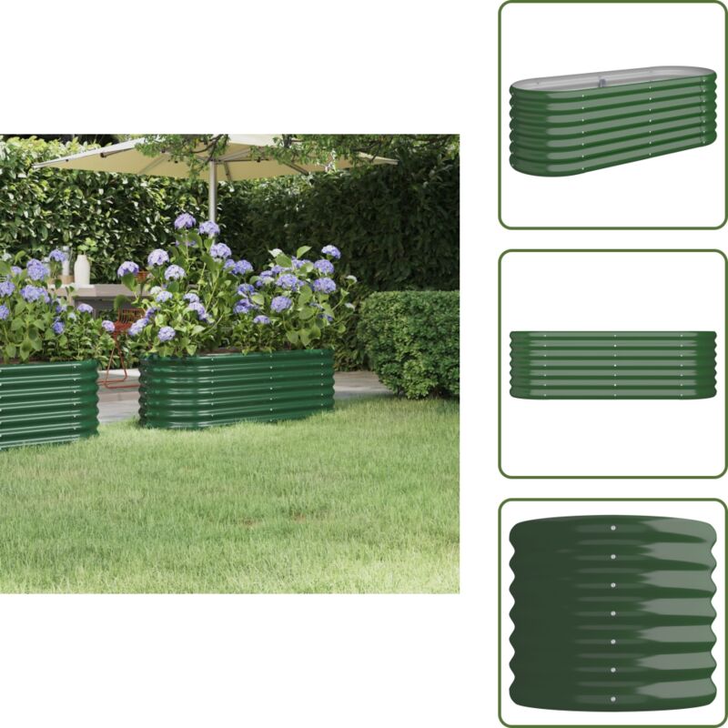 The Living Store - Hochbeet Pulverbeschichteter Stahl 114x40x36 cm Grün - Hochbeet - Gartenmöbel - Balkonpflanzen - Stahltanks - Pflanzenbehälter