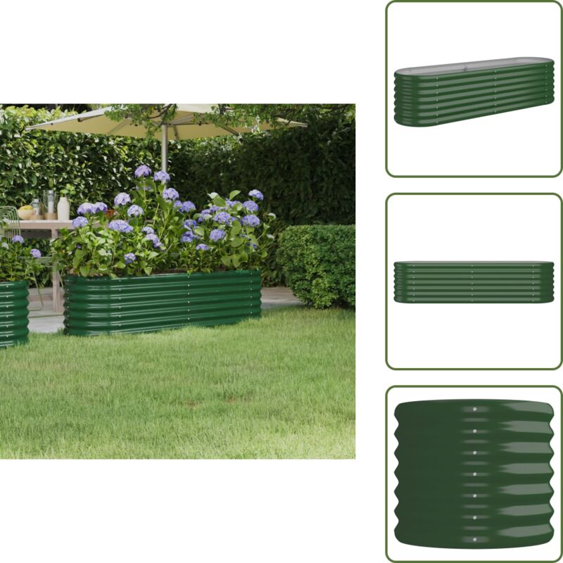 The Living Store - Hochbeet Pulverbeschichteter Stahl 152x40x36 cm Grün - Hochbeet - Gartenmöbel - Balkonpflanzen - Stahltanks - Gartengeräte