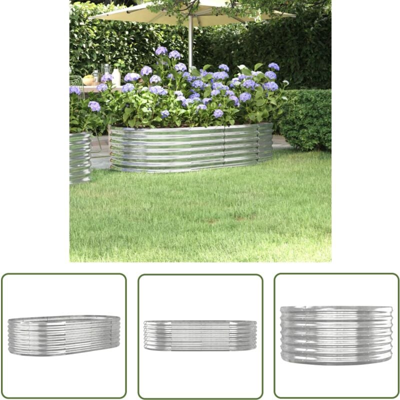 The Living Store Hochbeet Pulverbeschichteter Stahl 152x80x36 cm Silbern - Hochbeet - Pflanzenbehälter - Gartenmöbel - Stahltanks - Outdoor Dekoration