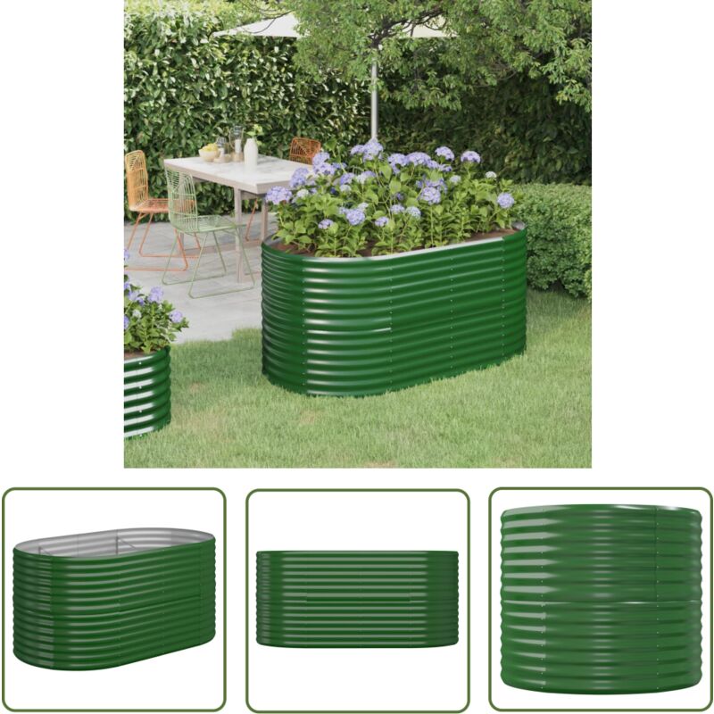 The Living Store - Hochbeet Pulverbeschichteter Stahl 152x80x68 cm Grün - Hochbeet - Pflanzenbehälter - Gartengeräte - Stahlteile - Outdoor Dekoration