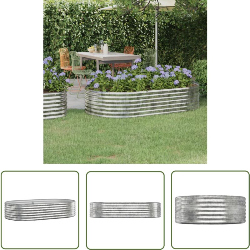 The Living Store Hochbeet Pulverbeschichteter Stahl 175x100x36 cm Silbern - Hochbeet - Pflanzenbehälter - Gartenmöbel - Stahltanks - Balkonpflanzen
