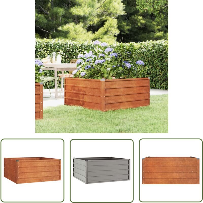 The Living Store - Hochbeet Rostig 100x100x45 cm Cortenstahl - Cortenstahl Hochbeet - Gartengefäß - Rostoptik - Balkonbepflanzung - Pflanzenbehälter