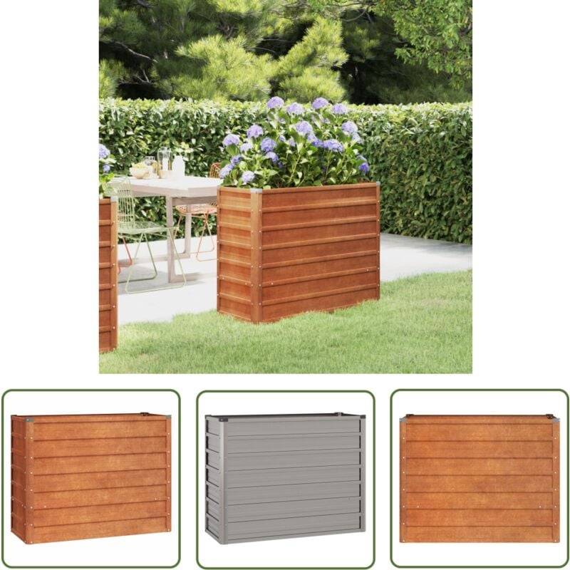 The Living Store - Hochbeet Rostig 100x40x77 cm Cortenstahl - Cortenstahl Hochbeet - Gartengeräte - Balkonbepflanzung - Pflanzenbehälter - Rostiges