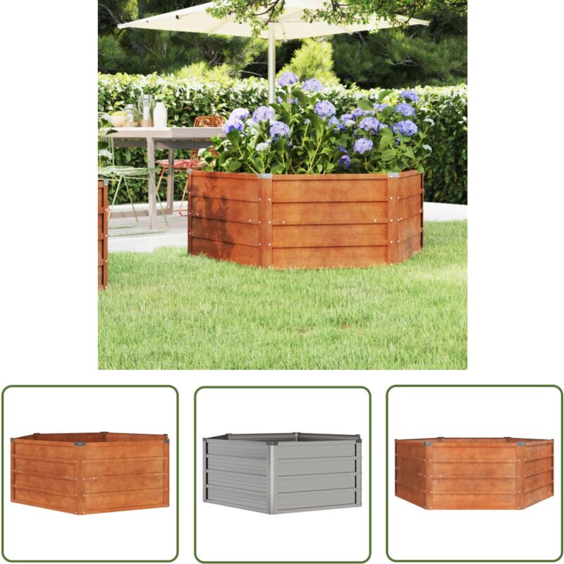 The Living Store - Hochbeet Rostig 129x129x45 cm Cortenstahl - Cortenstahl Hochbeet - Gartendekoration - Rostoptik - Balkonbepflanzung