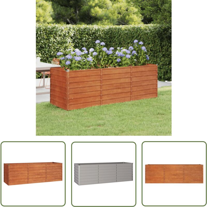 Hochbeet Rostig 240x80x77 cm Cortenstahl - Cortenstahl Hochbeet - Gartengeräte - Balkonbepflanzung - Pflanzenbehälter - Rostiges Hochbeet - The