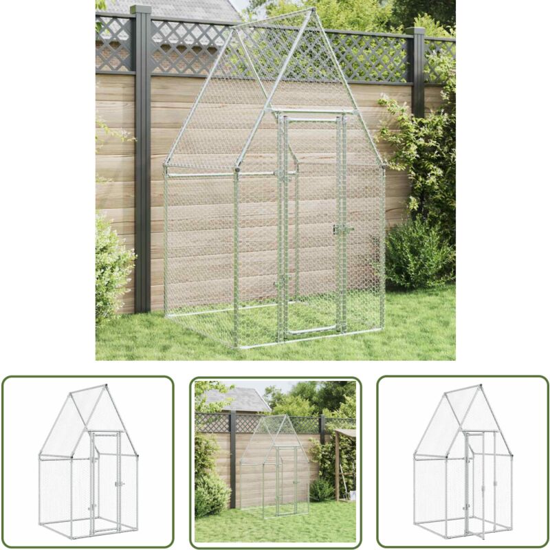 The Living Store - Hühnerkäfig Silbern 100x100x190 cm Verzinkter Stahl - Huhnhaus - Hühnergehege - Vogelvoliere - Gartenhütte - Tierheim