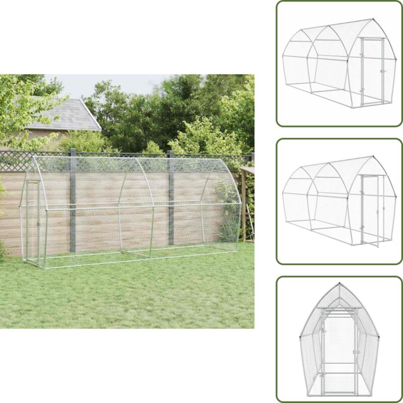 The Living Store - Hühnerkäfig Silbern 400x105x182 cm Verzinkter Stahl - Huhnerhaus - Hühnergehege - Hühnerstall - Vogelvoliere - Gartenvoliere