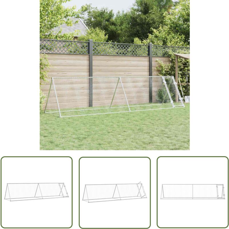 The Living Store - Hühnerkäfig Silbern 400x105x91 cm Verzinkter Stahl - Huhnendrahtzaun - Hühnerhaus - Hühnergehege - Freilandvoliere - Stall Für