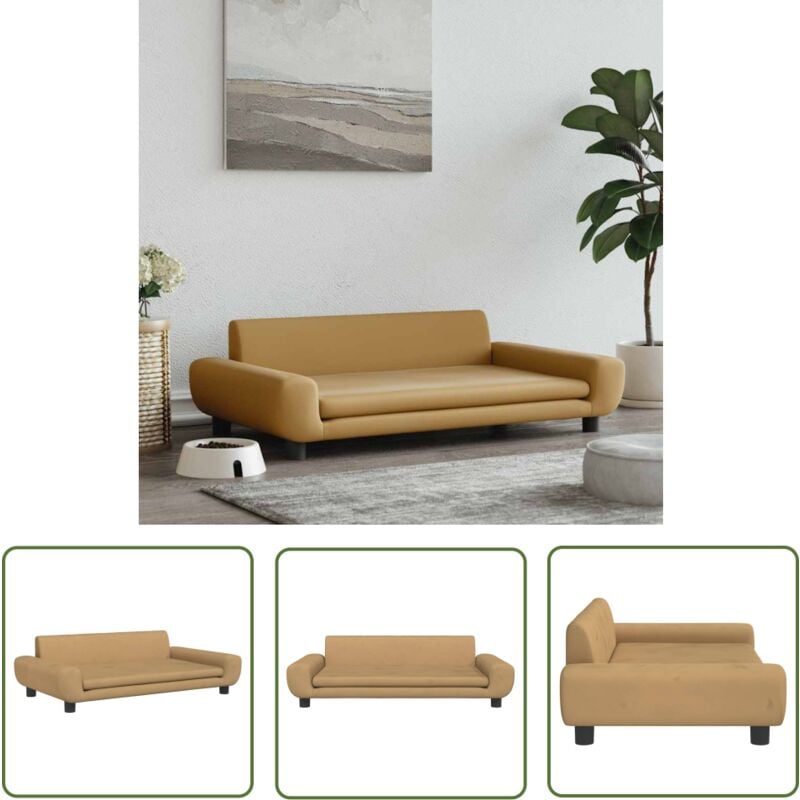 The Living Store - Hundebett Braun 100x54x33 cm Samt - Hunde Bett - Samtesofa - Tierbett - Hundekissen - Kleines Hundehaus