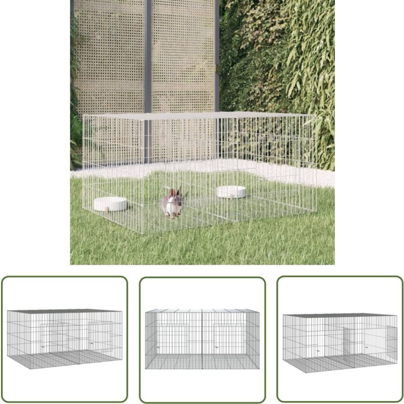 The Living Store - Kaninchenkäfig 2 Paneele 110x79x54 cm Verzinktes Eisen - Kaninchenkäfig - Hasenstall - Kleintierhaus - Nagetierheim - Tiergehege