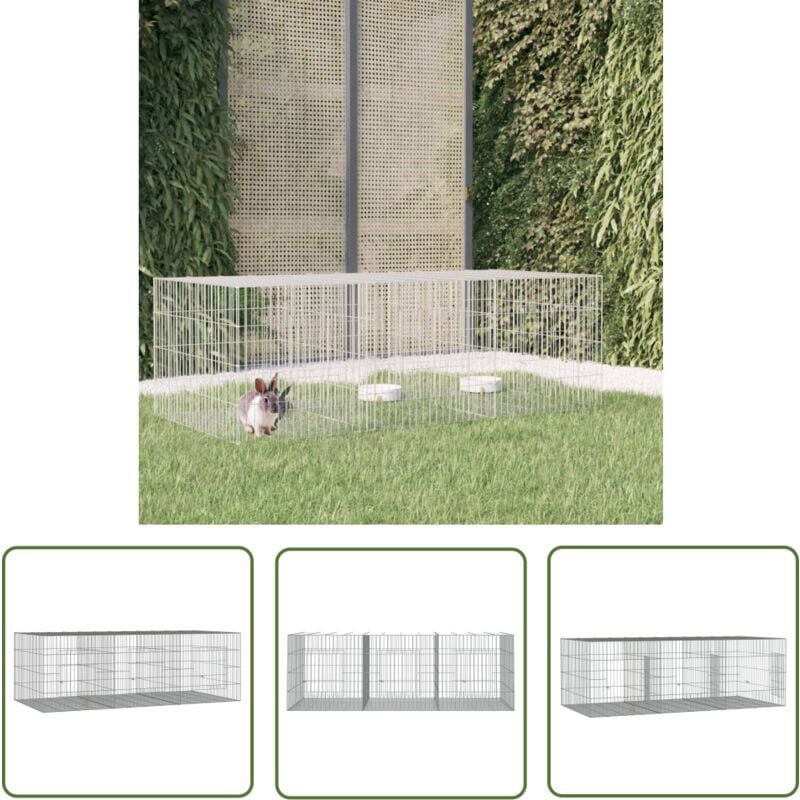 The Living Store - Kaninchenkäfig 3 Paneele 163x79x54 cm Verzinktes Eisen - Kaninchenkäfig - Hasenstall - Kleintierhaus - Tierheim - Kaninchengestell