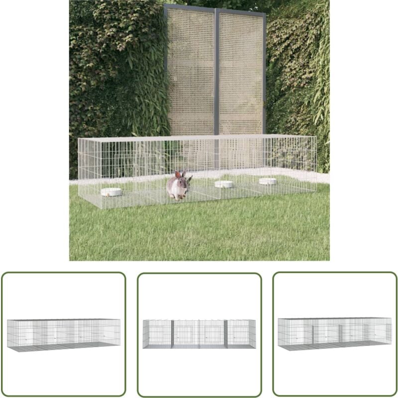 The Living Store - Kaninchenkäfig 4 Paneele 217x79x54 cm Verzinktes Eisen - Kaninchenkäfig - Hasenstall - Kleintierhaus - Tierheim