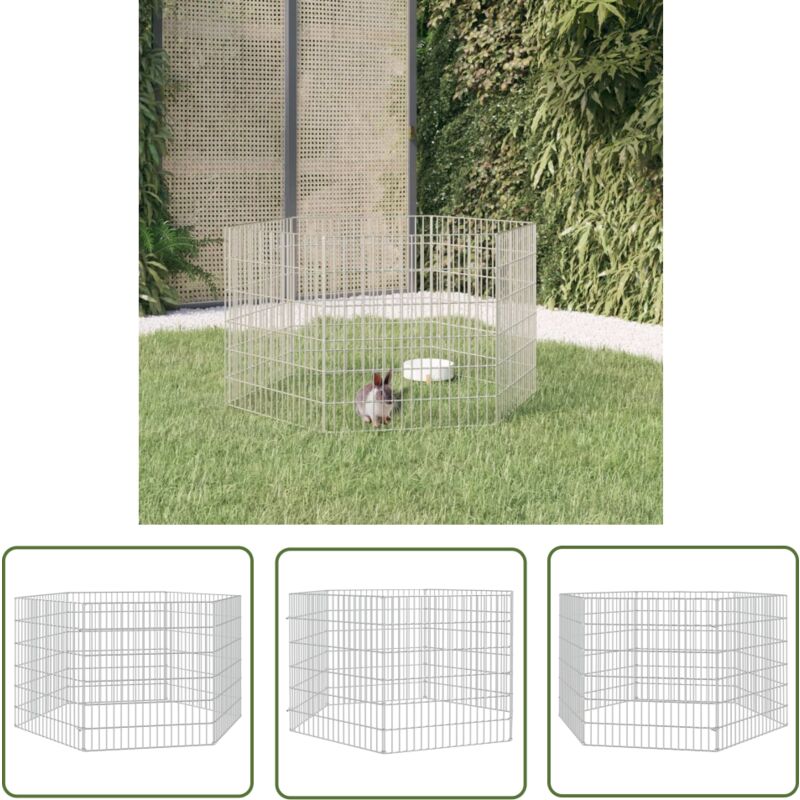 The Living Store - Freilaufgehege 6-teilig 54x60 cm Verzinktes Eisen - Hasenstall - Kaninchengitter - Kleintiergehege - Outdoor Enclosure