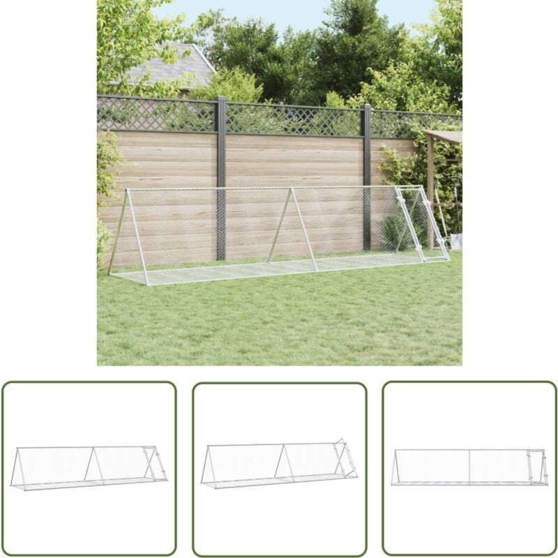 The Living Store - Hasenstall Silbern 400x105x91 cm Verzinkter Stahl - Kaninchendrache - Häschenhaus - Tierheim - Outdoor Stall - Geflügelvoliere