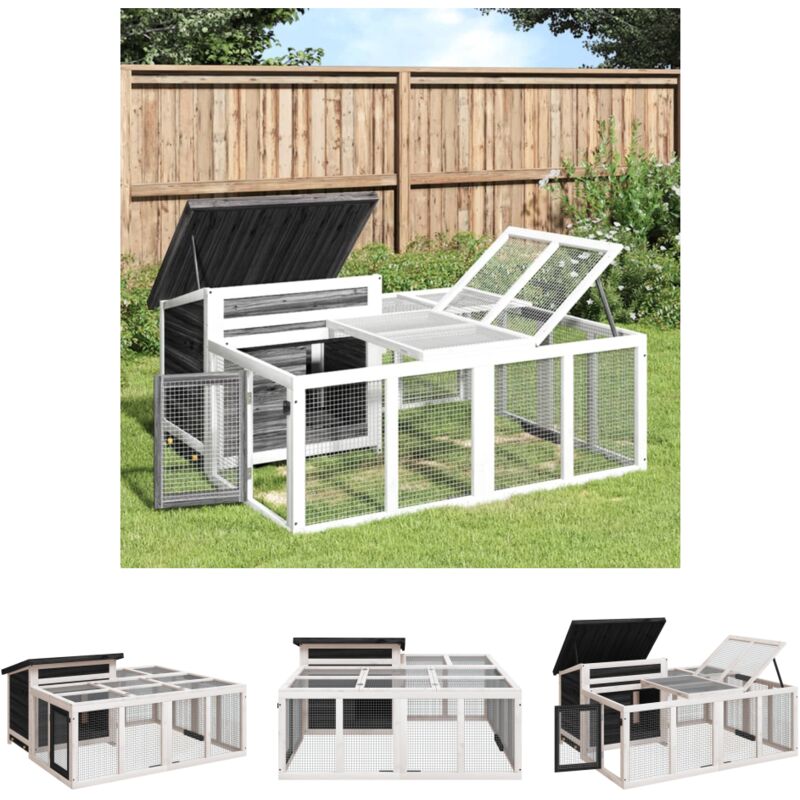 Kaninchenhaus - vidaXL Kaninchenstall Grau 144x123x67,5 cm Massivholz Kiefer - Kaninchenfreilauf