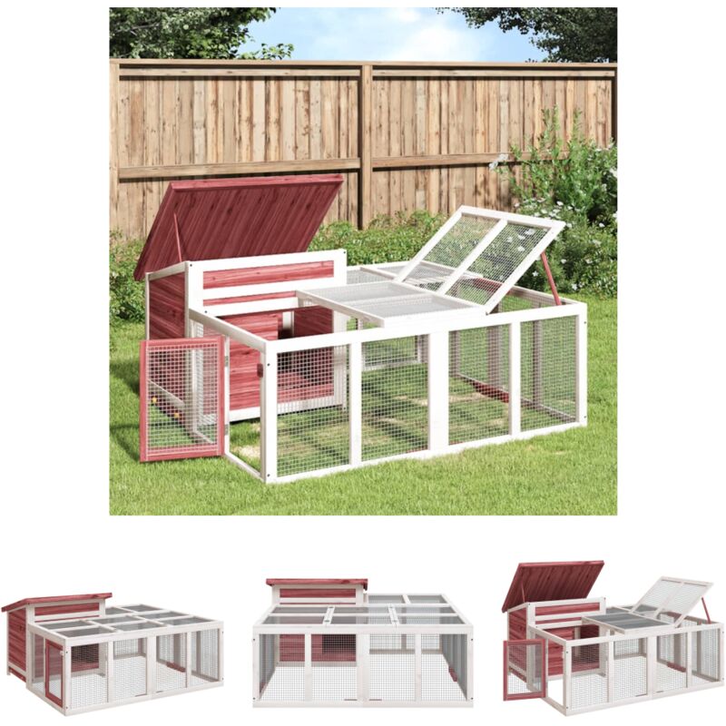 Holzgehege - vidaXL Kaninchenstall Mokka 144x123x67,5 cm Massivholz Kiefer - Kaninchenhaus