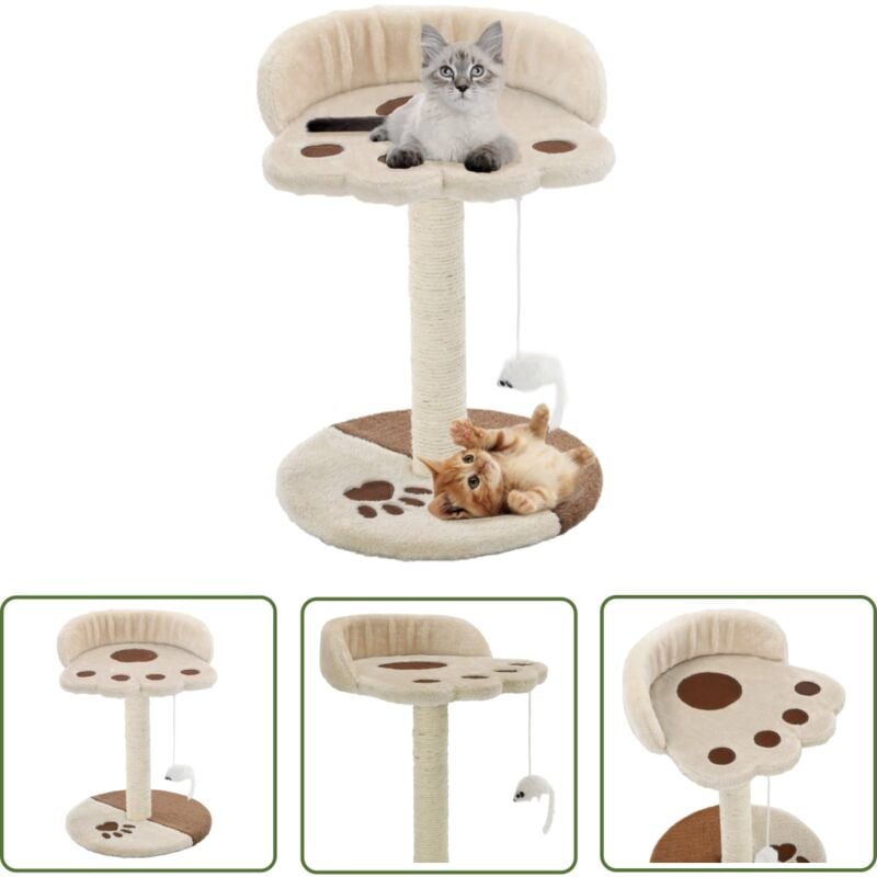 Jinlefu - The Living Store Katzen-Kratzbaum Sisal 40 cm Beige und Braun - Katzen Kratzbaum - Sisal Kratzbaum - Katzenmöbel - Spielplatz Katze