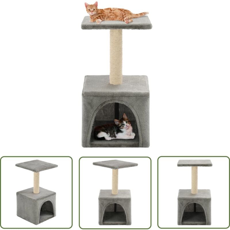The Living Store - Katzen-Kratzbaum Sisal 55 cm Grau - Katzen Kratzbaum - Sisal Kratzbaum - Katzenmöbel - Katzenhaus - Spielplatz Für Katzen