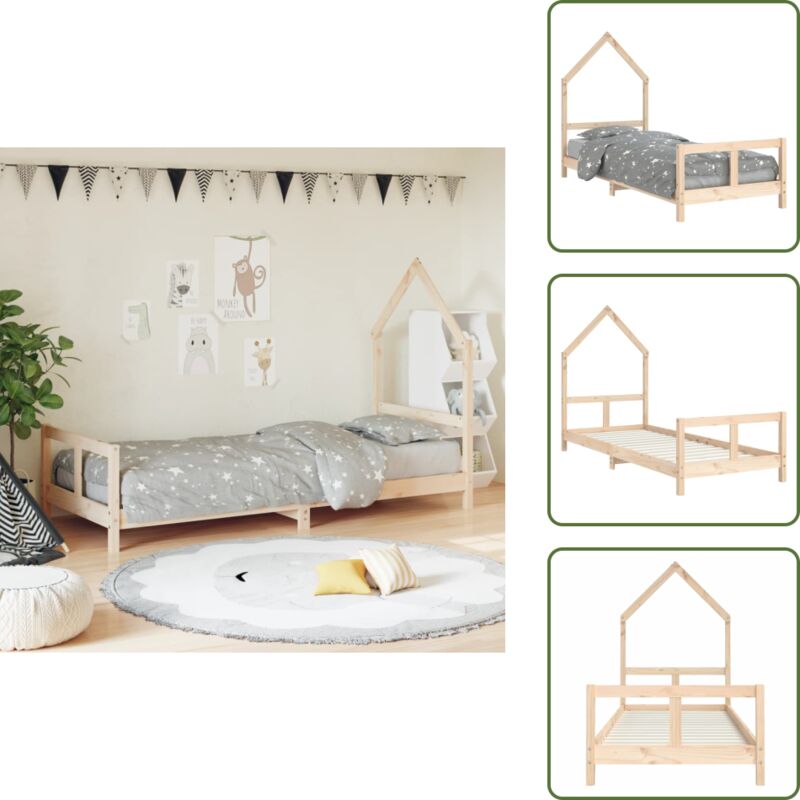 The Living Store - Kinderbett 80x200 cm Massivholz Kiefer - Holz Kinderbett - Kiefernholz Kinderbett - Kinderzimmer Möbel - Jugendzimmer Einrichtung