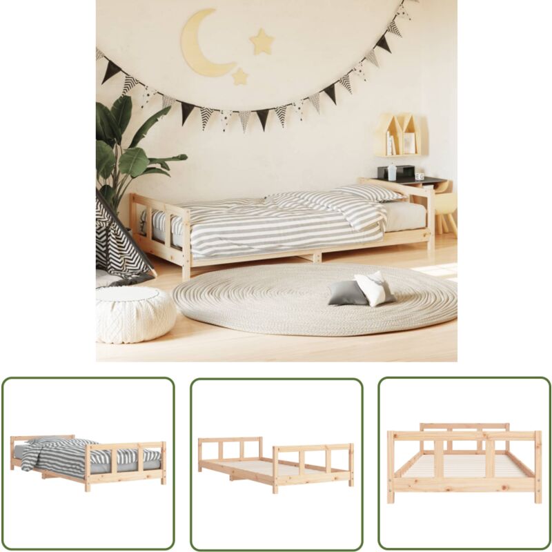 The Living Store - Kinderbett 90x200 cm Massivholz Kiefer - Holz Kinderbett - Kiefernholz Kinderbett - Jugendbett - Kinderspielzeug Möbel