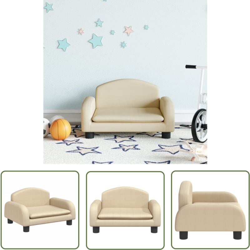 Kindersofa Creme 50x40x30 cm Stoff - Kinder Sofa - Minisoofa - Spielzimmer Möbel - Kindermöbel - Sitzsack Für Kinder - The Living Store