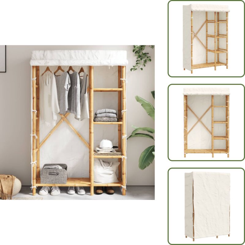 The Living Store - Kleiderschrank 110x45x170 cm Bambus - Bambuskasten - Garderoben - Kleiderschrank - Aufbewahrungsschrank - Zimmerdekor