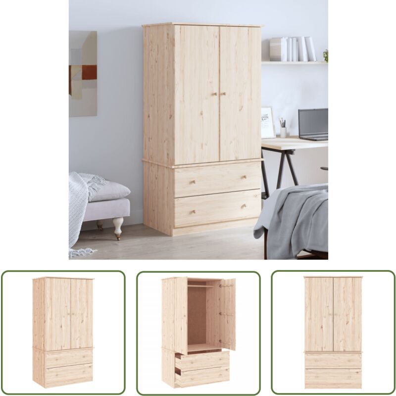 Kleiderschrank alta 90x55x170 cm Massivholz Kiefer - Holzschränke - Kleiderschrank - Massivholzklaederschrank - Kiefernschrank - Schubladenschrank