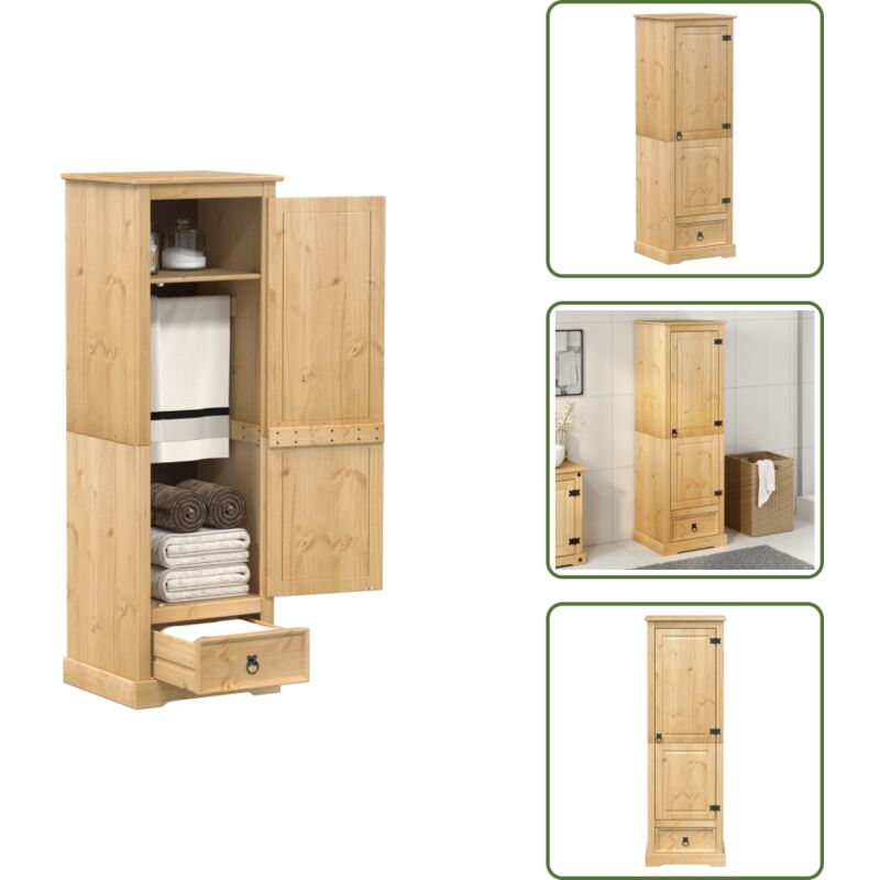 The Living Store Kleiderschrank Corona 55x50x170 cm Massivholz Kiefer - Holzschranks - Kleiderschrank - Massivholzkleiderschrank - Kiefernschrank
