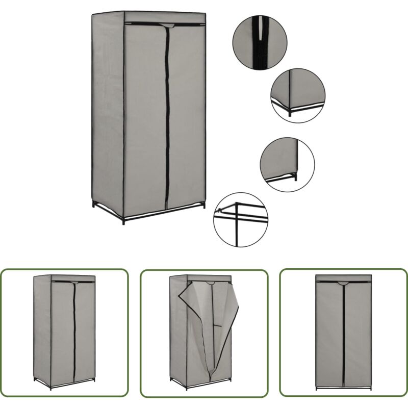 The Living Store - Kleiderschrank Grau 75×50×160 cm - Kleiderschrank - Grau - Metallschrank - Stauraum - Garderobe
