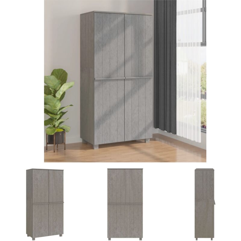 Kleiderschrank HAMAR - vidaXL Kleiderschrank HAMAR Hellgrau 89x50x180 cm Massivholz Kiefer - Kleiderschrank Hellgrau