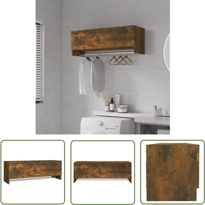 The Living Store - Kleiderschrank Räuchereiche 100x32,5x35 cm Holzwerkstoff - Holzschrank - Kleiderschrank - Garderobe - Kommode - Möbel