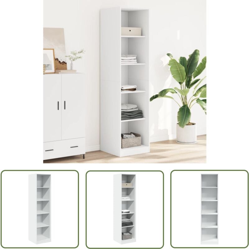 The Living Store - Kleiderschrank Weiß 50x50x200 cm Holzwerkstoff - Schrank - Kleiderschrank - Flurstück - Aufbewahrung - Weißer Schrank