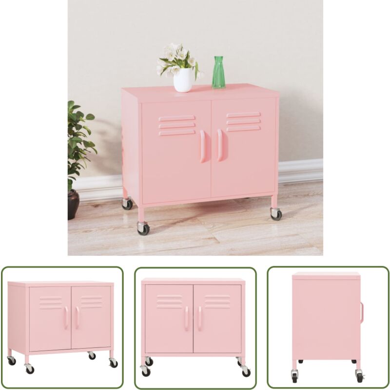 The Living Store - Lagerschrank Rosa 60x35x56 cm Stahl - Schreibtischorganizer - Bürobedarf - Aufbewahrungsbox - Regalsystem - Garderobe