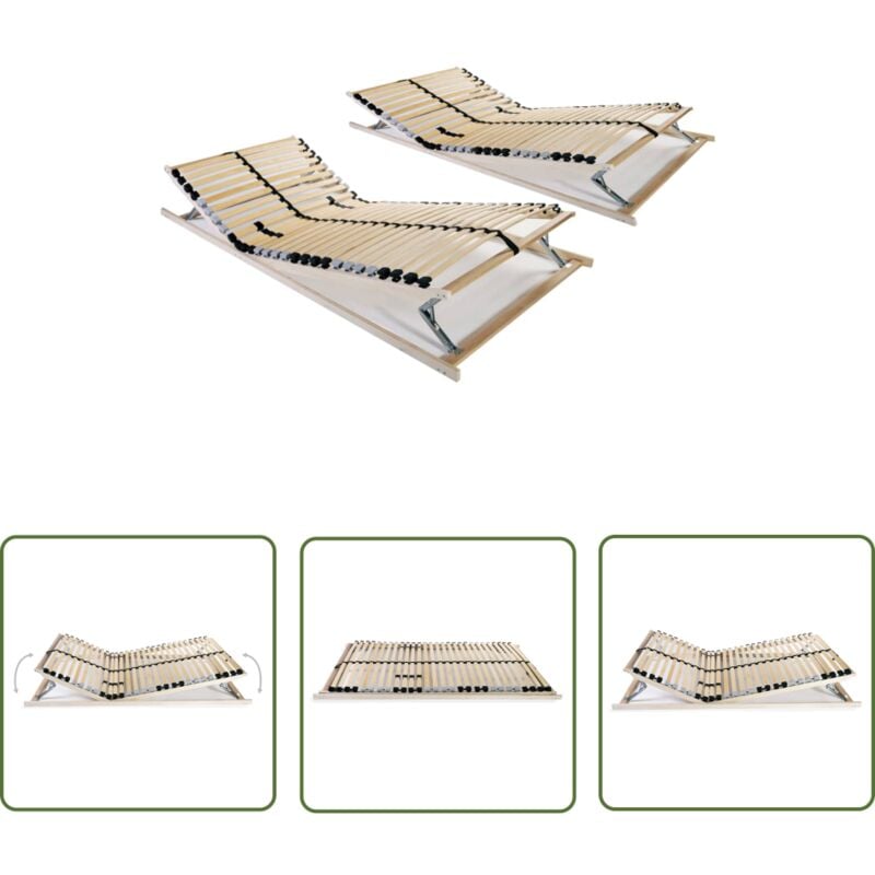 The Living Store - Lattenroste 2 Stk. mit 28 Latten 7 Zonen 80x200 cm - Lattenrost - Holzrahmen - Birkenholz - Buche - Lattenrost 80x200